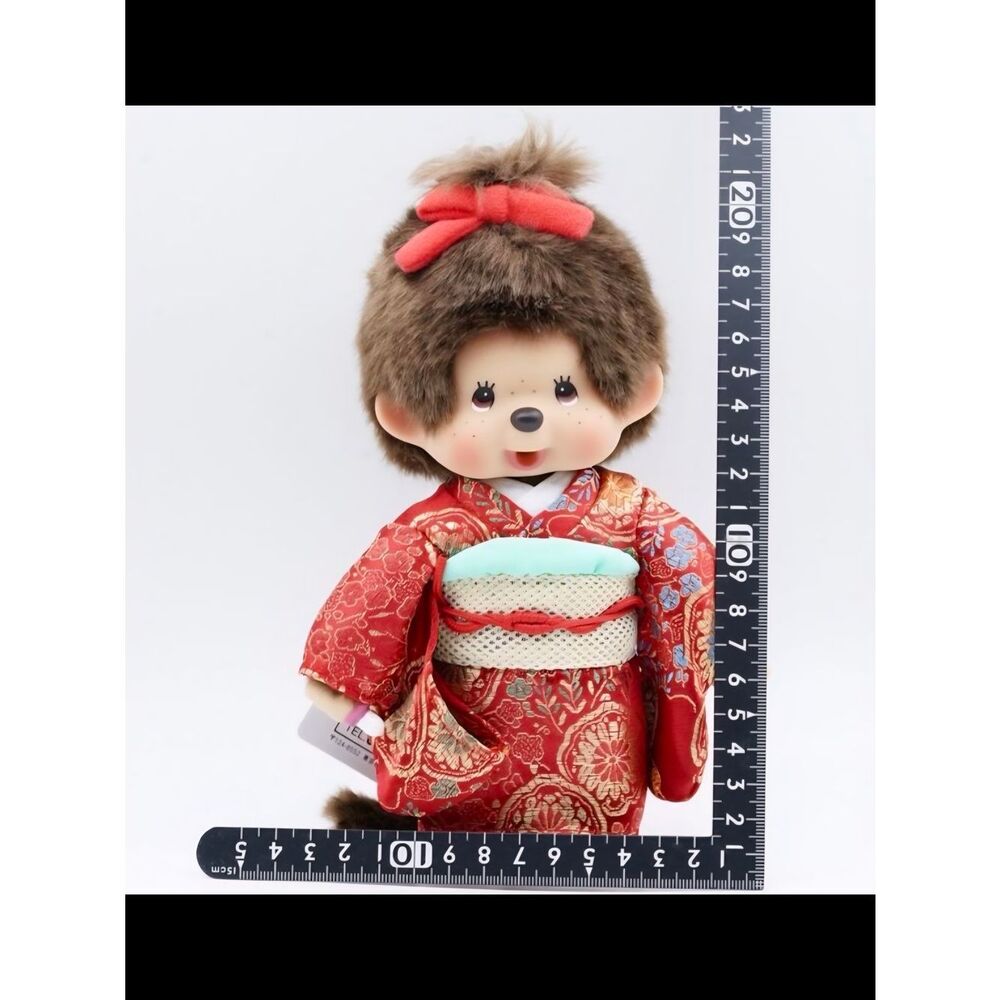 NWT Vintage Red Kimono Monchhichi Doll with Bow